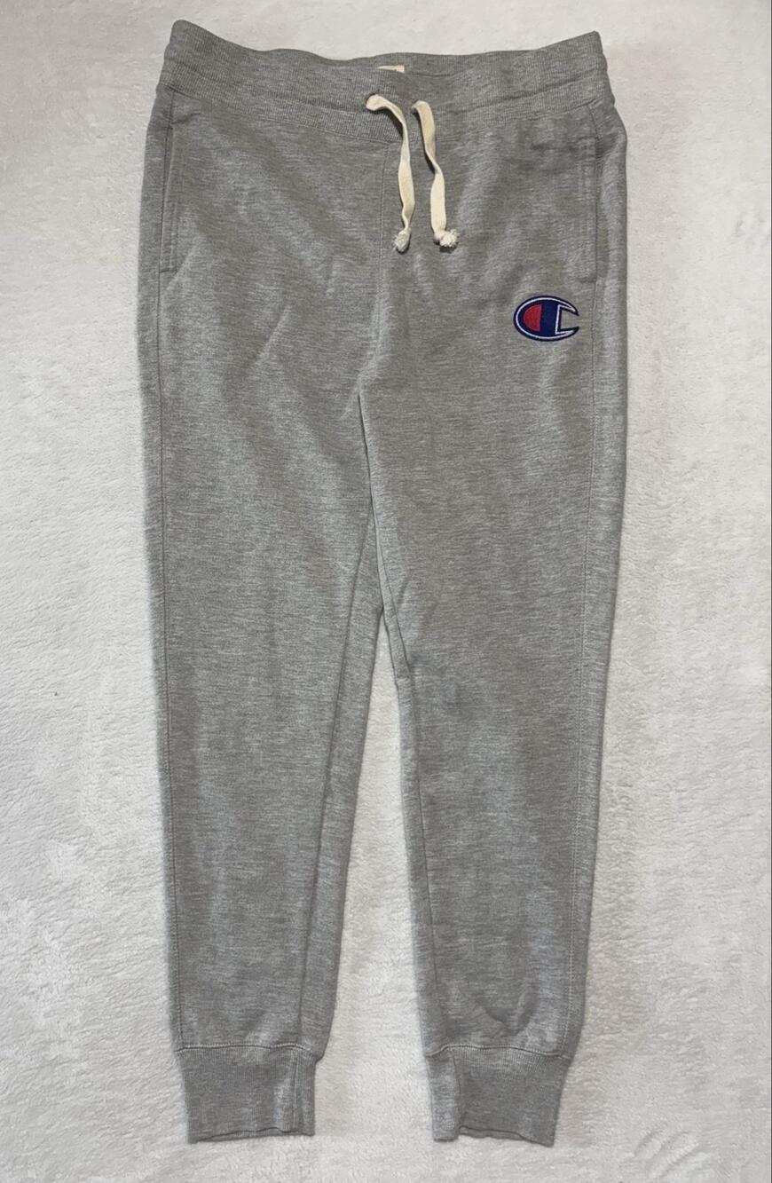 Champion Sweatpants Mens Medium Gray Fleece Lined Joggers Cuffed Hem Pockets